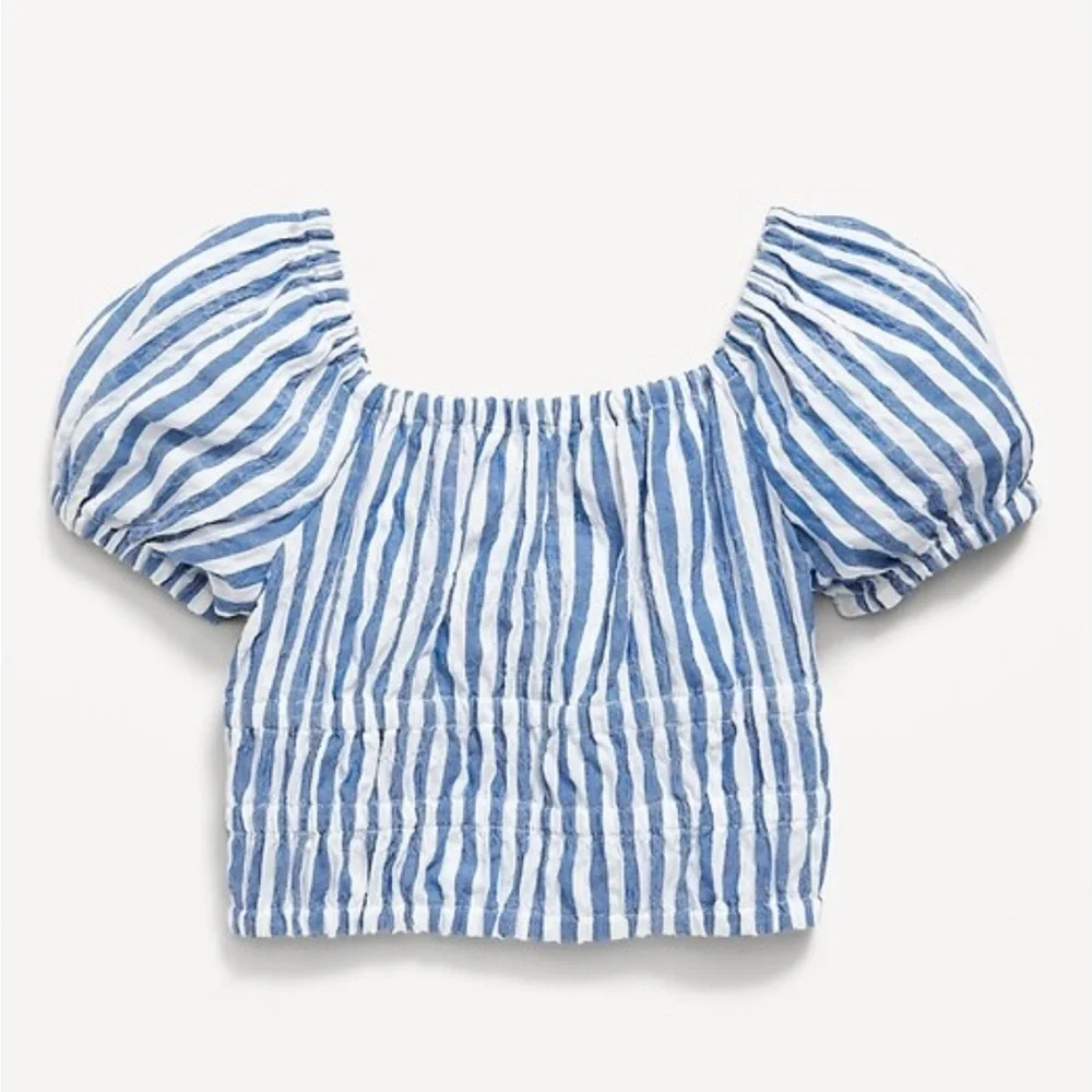 Old Navy Gap Smocked Crop Top Shirt Puff Short Sleeves Girls XL 14/16